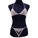 Shiny Rhinestone Body Chain Exaggerated Mesh Sexy Bra And Panty Set - Image 3
