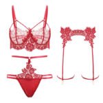 Embroidered bra printed panty sock suit - Image 4