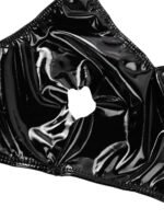 Cutout Bra  Panty Set Shiny Leather Plus Size - Image 8
