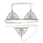 Rhinestone Claw Chain Body Chain Set Sexy Bra Panty Set Lingerie Show - Image 7