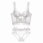 Gathering Beauty Back Sheer Embroidered Lace Bra Ladies Panty Set - Image 4