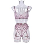 Bra See-through Lace Pearl Decorative Sexy Lingerie 4-piece Set - Image 5