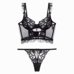 Gathering Beauty Back Sheer Embroidered Lace Bra Ladies Panty Set - Image 6