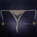 Shiny Rhinestone Body Chain Exaggerated Mesh Sexy Bra And Panty Set - Image 7