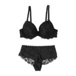 Women's Bra Set, Black Sexy Lace Push-up Bra - Image 2