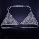 Shiny Rhinestone Body Chain Exaggerated Mesh Sexy Bra And Panty Set - Image 4